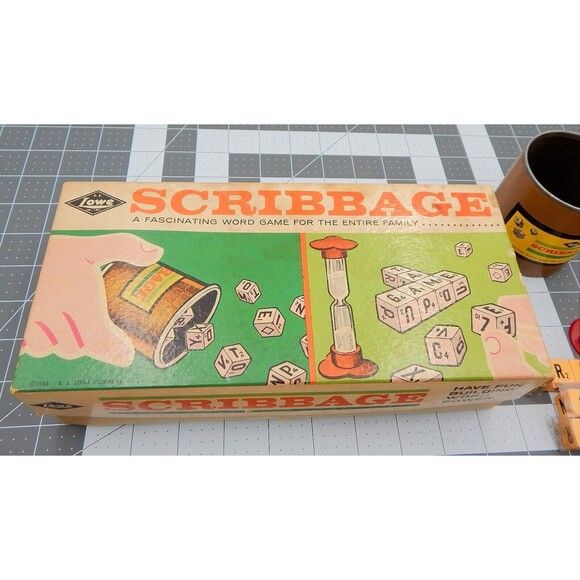 Vintage Lowe Scribbage Game No 954 Complete Original Box Word Game Timer - Picture 5 of 8